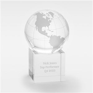 Engraved Recognition Message Glass World Globe - 42578