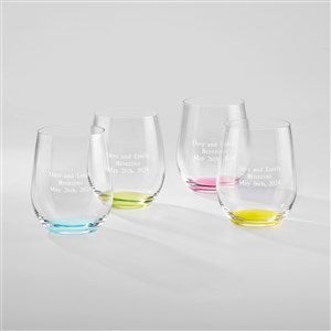 Engraved Riedel O Happy Wedding Wine Glass Set - 42612