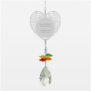 Engraved Memorial Rainbow Winged Heart Suncatcher - 42665-R