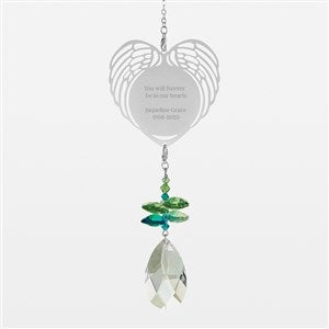 Engraved Memorial Blue/Green Winged Heart Suncatcher - 42665-BG