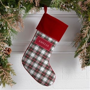Classic Holiday Plaid Personalized Christmas Stockings - Burgundy - 42735-B