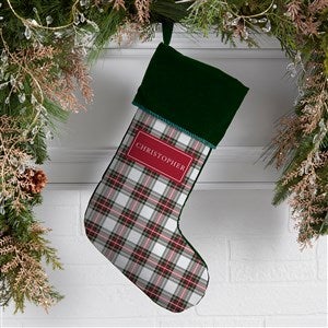 Classic Holiday Plaid Personalized Christmas Stockings - Green - 42735-G