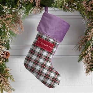 Classic Holiday Plaid Personalized Christmas Stockings - Purple - 42735-P
