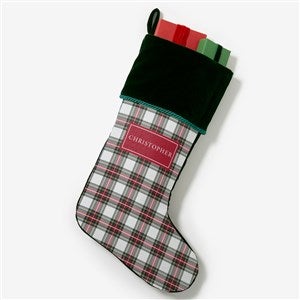 Classic Holiday Plaid Personalized Green Christmas Stockings - 42735-G