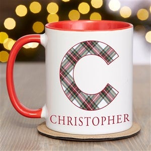 Classic Holiday Plaid Personalized Christmas Coffee Mug - Red - 42738-R