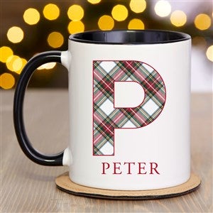 Classic Holiday Plaid Personalized Christmas Coffee Mug 11 oz.- Black - 42738-B
