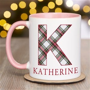 Classic Holiday Plaid Personalized Christmas Coffee Mug 11 oz.- Pink - 42738-P