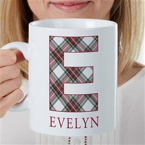 Classic Holiday Plaid Personalized Christmas Coffee Mug 30 oz. - White - 42739-LM