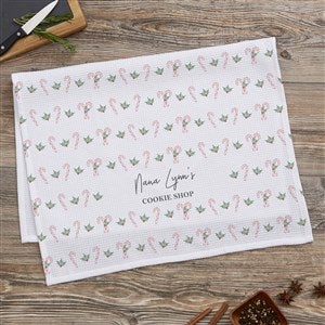 Candy Cane Kitchen Personalized Christmas Waffle Weave Towel - 42743