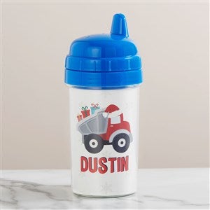 Construction & Monster Trucks Christmas Personalized Toddler Sippy Cup - Blue - 42765-B
