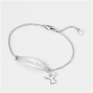 Engraved Sterling Silver Angel ID Bracelet - 42781