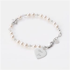 Childrens First Communion Engraved Sterling Silver Beaded Bracelet - 42784