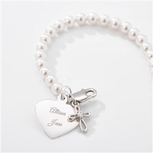 Baby and Childs Engraved Baptism Sterling Silver Beaded Bracelet - 42785