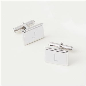 Engraved Sterling Silver Rectangular Cufflinks for Him - 42800