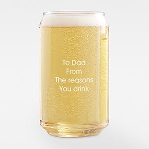 Engraved Message 16oz. Beer Can Glass For Dad - 42847-B