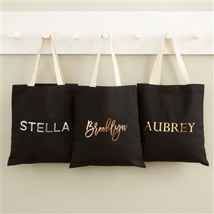 Metallic Foil Name Personalized Black Tote Bag - 42916