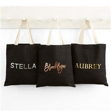 Metallic Foil Name Personalized Black Tote Bag - 42916