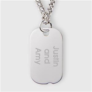 Engraved Engagement Sterling Silver Dog Tag- Horizontal - 42926-H