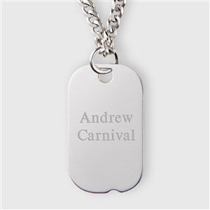 Engraved Sterling Silver Dog Tag for Him- Vertical Text - 42927-V