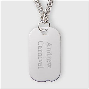 Engraved Sterling Silver Dog Tag for Him- Horizontal - 42927-H