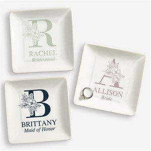 Floral Bridesmaid Personalized Ring Dish - 42959