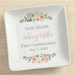 Floral First Communion Personalized Ring Dish - 42970