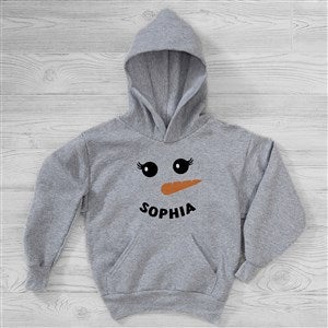 Smiling Snowman Personalized Kids Holiday Hooded Sweatshirt - 42981-YHS