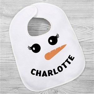 Smiling Snowman Personalized Holiday Baby Bib - 42983-B