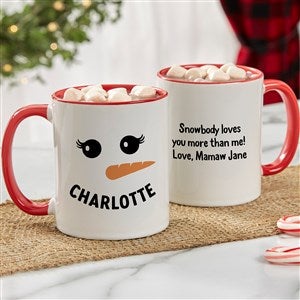 Smiling Snowman Personalized Christmas Coffee Mugs - Red - 42984-R