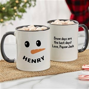 Smiling Snowman Personalized Christmas Coffee Mugs - Black - 42984-B