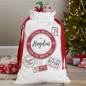 North Pole Delivery Personalized Canvas Drawstring Santa Sack - 42989