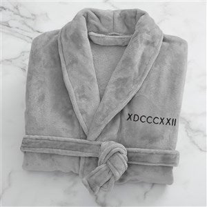 Romantic Date Embroidered Fleece Robe- Grey - 43008-G