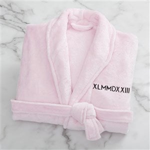 Romantic Date Embroidered Fleece Robe- Pink - 43008-P