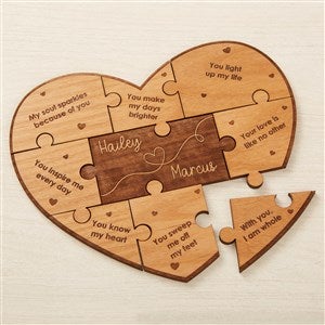 Reasons I Love You Personalized Wood Heart Puzzle - Natural - 43009-N