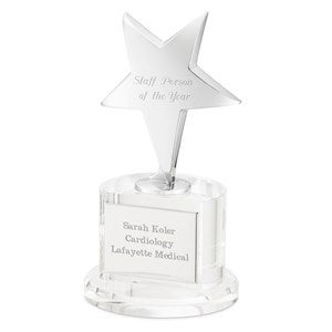 Corporate Engraved Crystal and Silver Star Professional Award - 43012