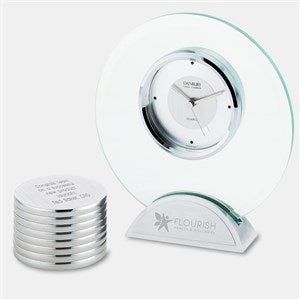 Corporate Engraved Round Clock and Paperweight Set - 43014