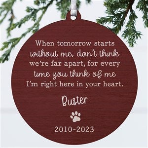 Pet Memorial Personalized Ornament- 3.75 Wood - 1 Sided - 43045-1W