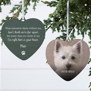 Pet Memorial Personalized Heart Ornament- 4" Wood - 2 Sided - 43046-2W