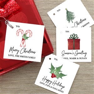 Watercolor Christmas Icons Personalized Gift Tags - 43070