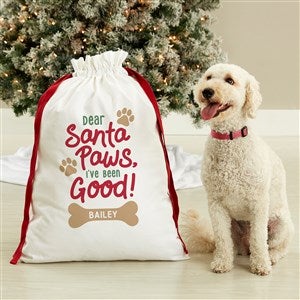 Santa Paws Personalized Canvas Drawstring Santa Sack - 43072