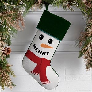 Smiling Snowman Personalized Christmas Stockings - Green - 43074-G