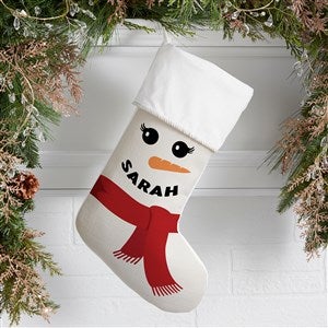 Smiling Snowman Personalized Christmas Stockings - Ivory - 43074-I