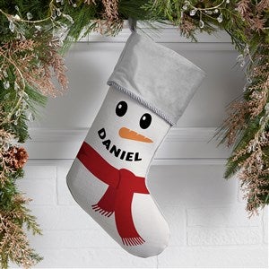 Smiling Snowman Personalized Christmas Stockings - Grey - 43074-GR
