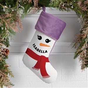 Smiling Snowman Personalized Christmas Stockings - Purple - 43074-P