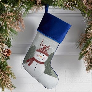 Watercolor Snowman Personalized Christmas Stockings - Blue - 43075-BL