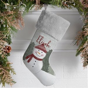 Watercolor Snowman Personalized Christmas Stockings - Grey - 43075-GF