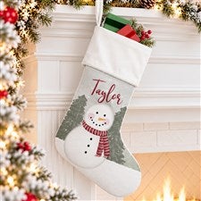 Watercolor Snowman Personalized Ivory Christmas Stockings - 43075-I