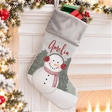 Watercolor Snowman Personalized Grey Christmas Stockings - 43075-GR