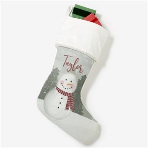 Watercolor Snowman Personalized Ivory Christmas Stockings - 43075-I
