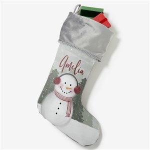 Watercolor Snowman Personalized Grey Christmas Stockings - 43075-GR